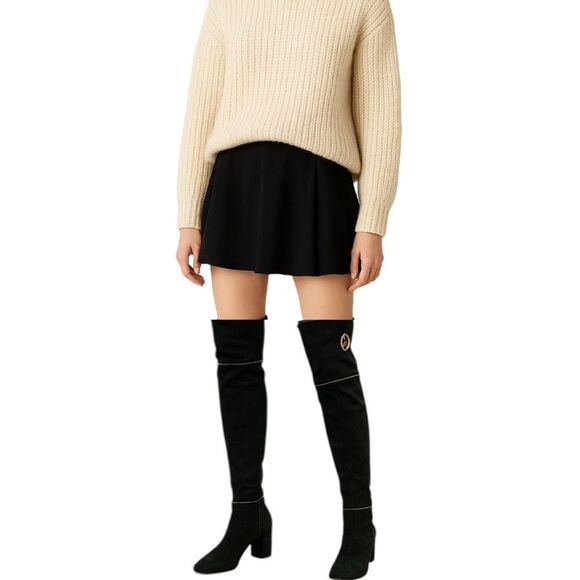 Gucci Black Suede Over the Knee Boots GG 1973 Logo Block Heel Shoes Size 38 - Picture 9 of 10